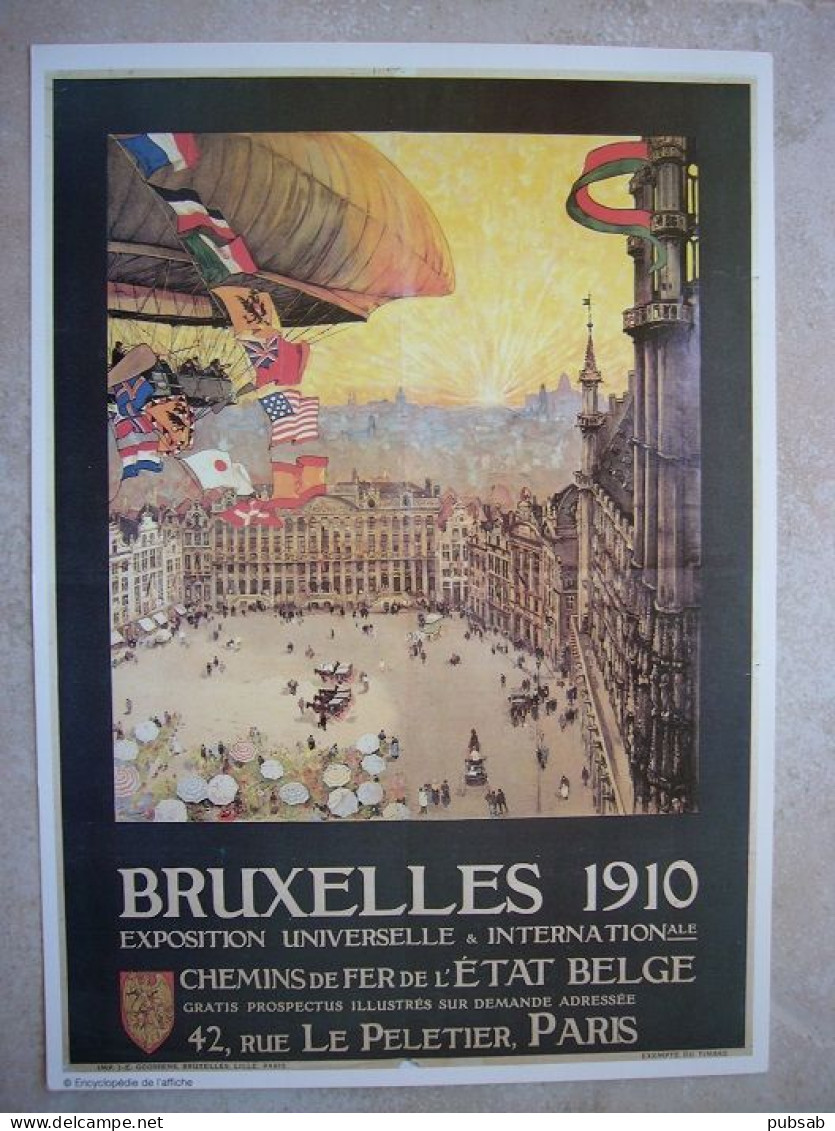 Avion / Airplane / Dirigeable / BRUXELLES 1910 / Exposition Universelle / Affichette / Format : 21X29,5cm - Dirigibili