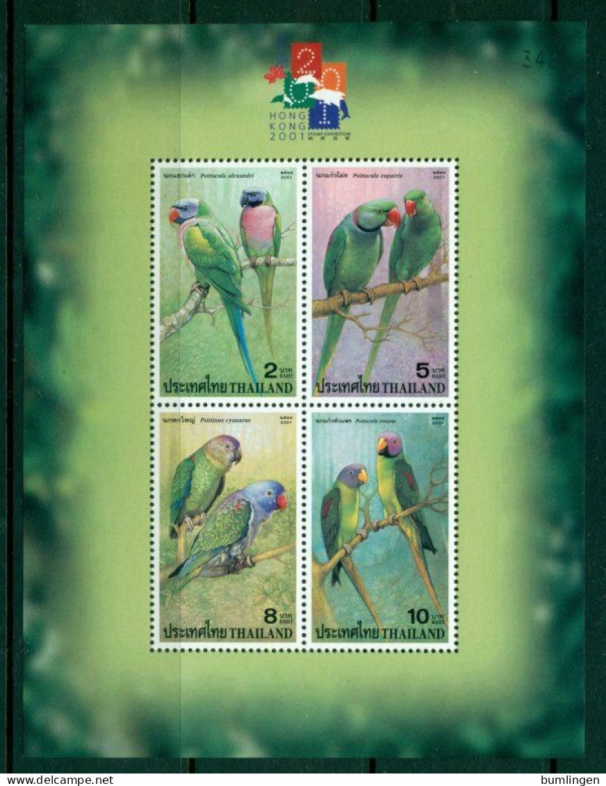 THAILAND 2001 Mi BL 141 I** Stamp Exhibition HONG KONG '01 – Parrots [B776] - Pappagalli & Tropicali