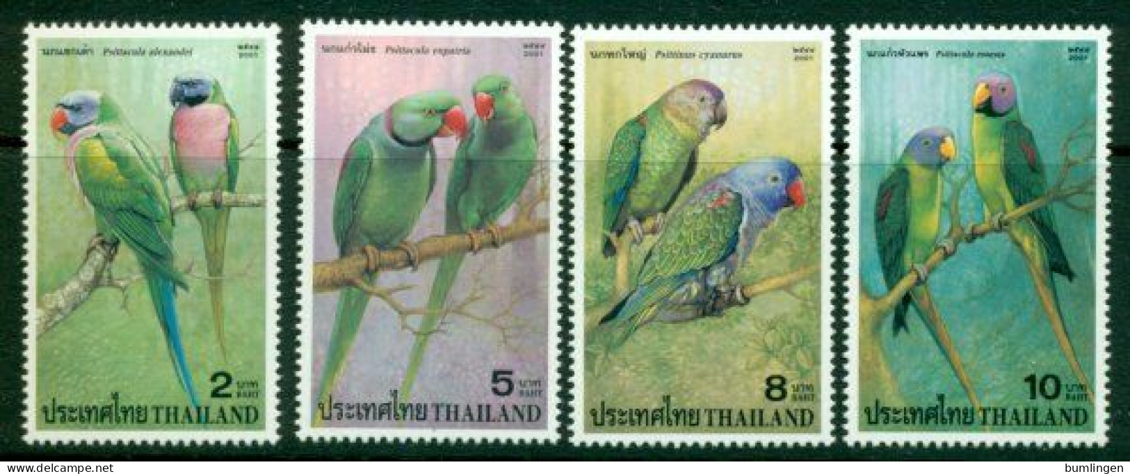 THAILAND 2001 Mi 2056-59A** Parrots [B777] - Parrots