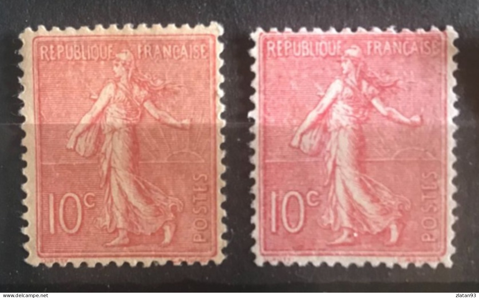 LOT 2 SEMEUSE LIGNEE VARIETE COULEUR YT N°129 10c Rose & Orange NEUF** - 1903-60 Säerin, Untergrund Schraffiert