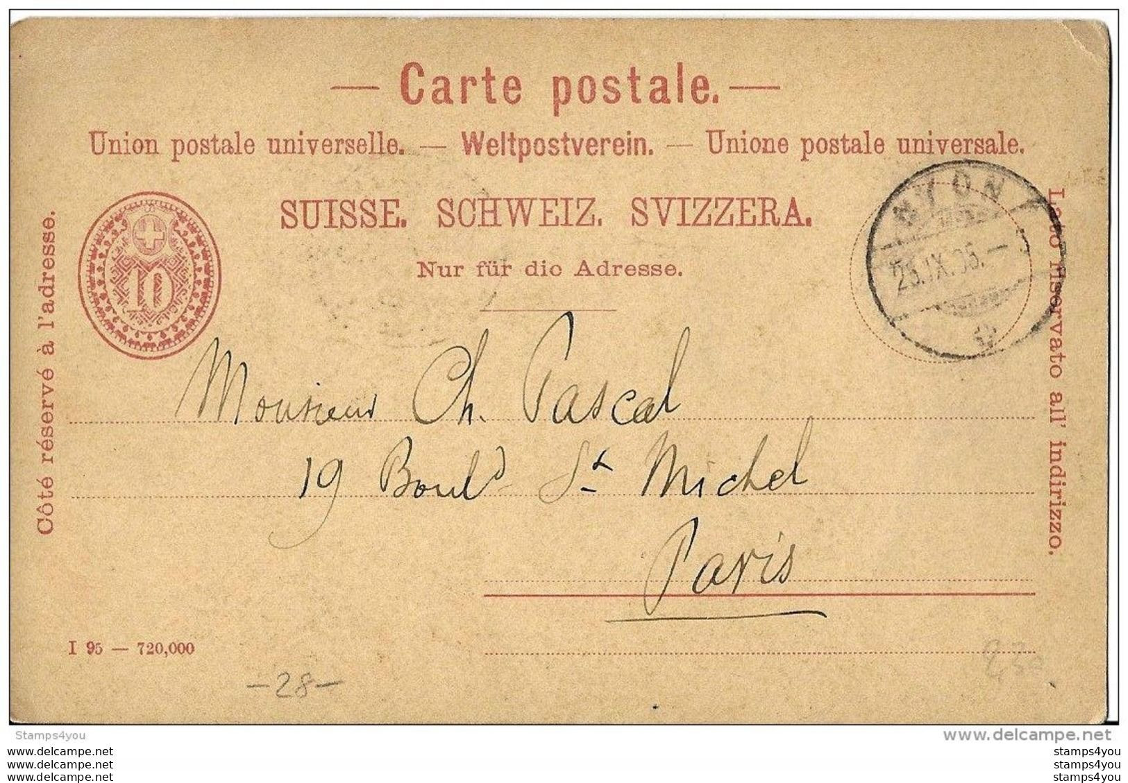 28-45 -  Entier Postal 10cts Avec Cachets De Nyon 1906 - Interi Postali