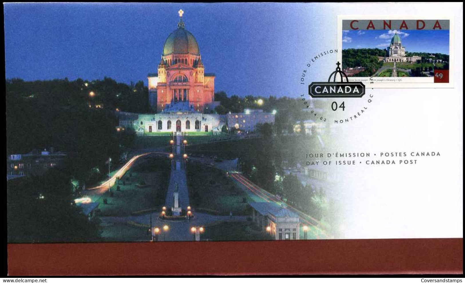 Canada - FDC - Saint-Joseph's Oratory  -  02-04-2004                        - 2001-2010