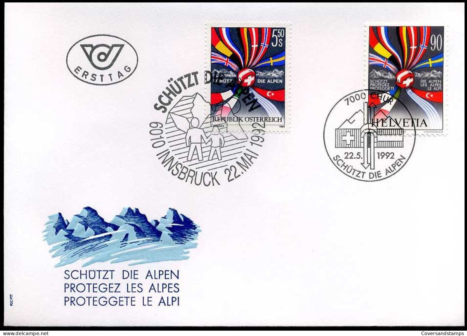 Oostenrijk - FDC - Schützt Die Alpen - Gemeenschappelijke Uitgifte Met Zwitzerland - - FDC