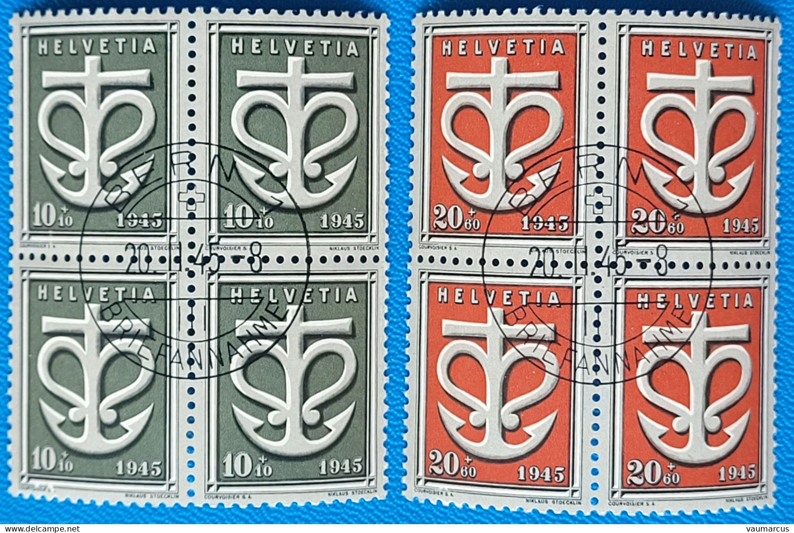 1945 Zu W 19-20 / Mi 443-444 / YT 403-404 Obl. 1er Jour BERN 20.2.45 SBK 100 CHF Voir Description - Used Stamps