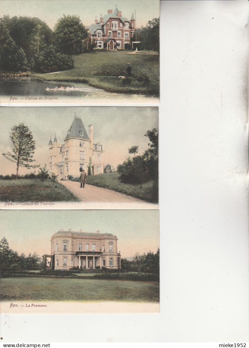 Spa , LOT De 3 Cartes , Chateau Des Bruyères , Des Tourelles Et La Fraineuse (  Colorisée ) - Spa