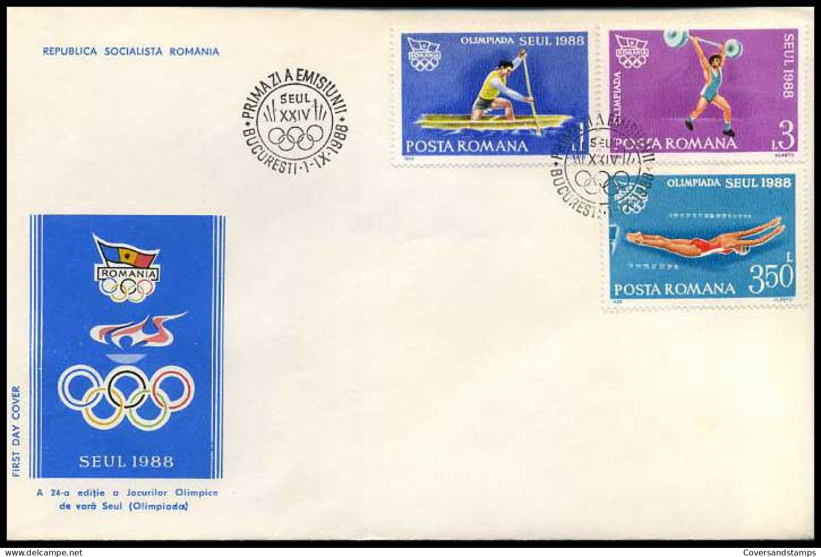Roemenië - FDC -  Olympische Spelen Seoul '88          - FDC