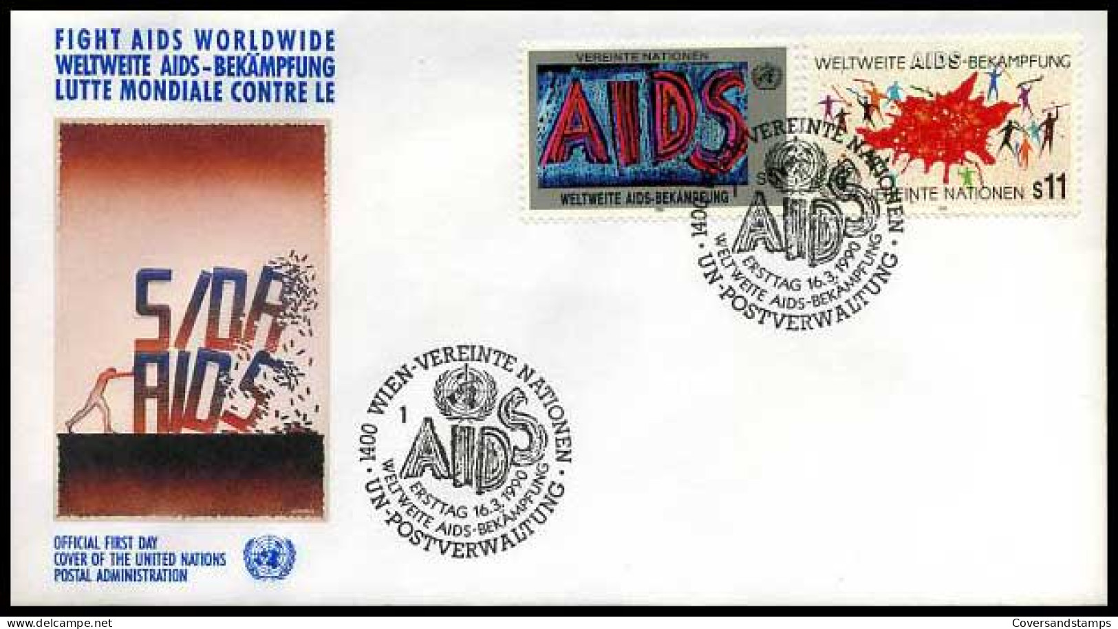Verenigde Naties - FDC - Fight Aids Worldwide                     - Andere & Zonder Classificatie