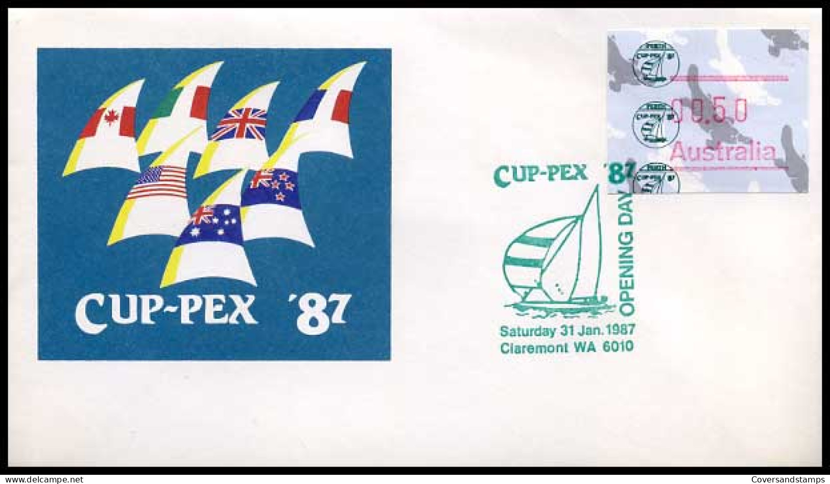 Australië  - FDC - Cup-pex '87   Automaat Vignet                - Sobre Primer Día (FDC)