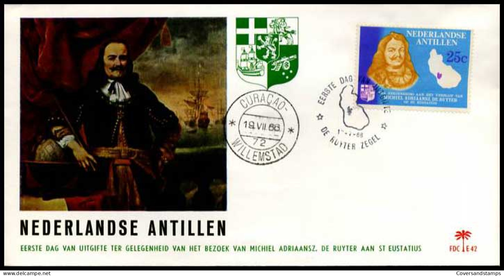 Nederlandse Antillen - FDC -  Bezoek Van Michiel Adriaansz De Ruyter Aan St Eustatius                 - Antilles