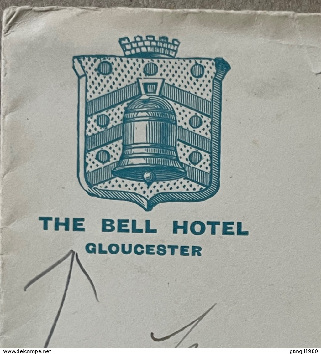 GREAT BRITAIN 1911, ADVERTISING THE BELL HOTEL GLOUCESTER, EDWARD STAMP, COVER USED TO USA, WELLS & SUMMIT CITY CANCEL. - Brieven En Documenten