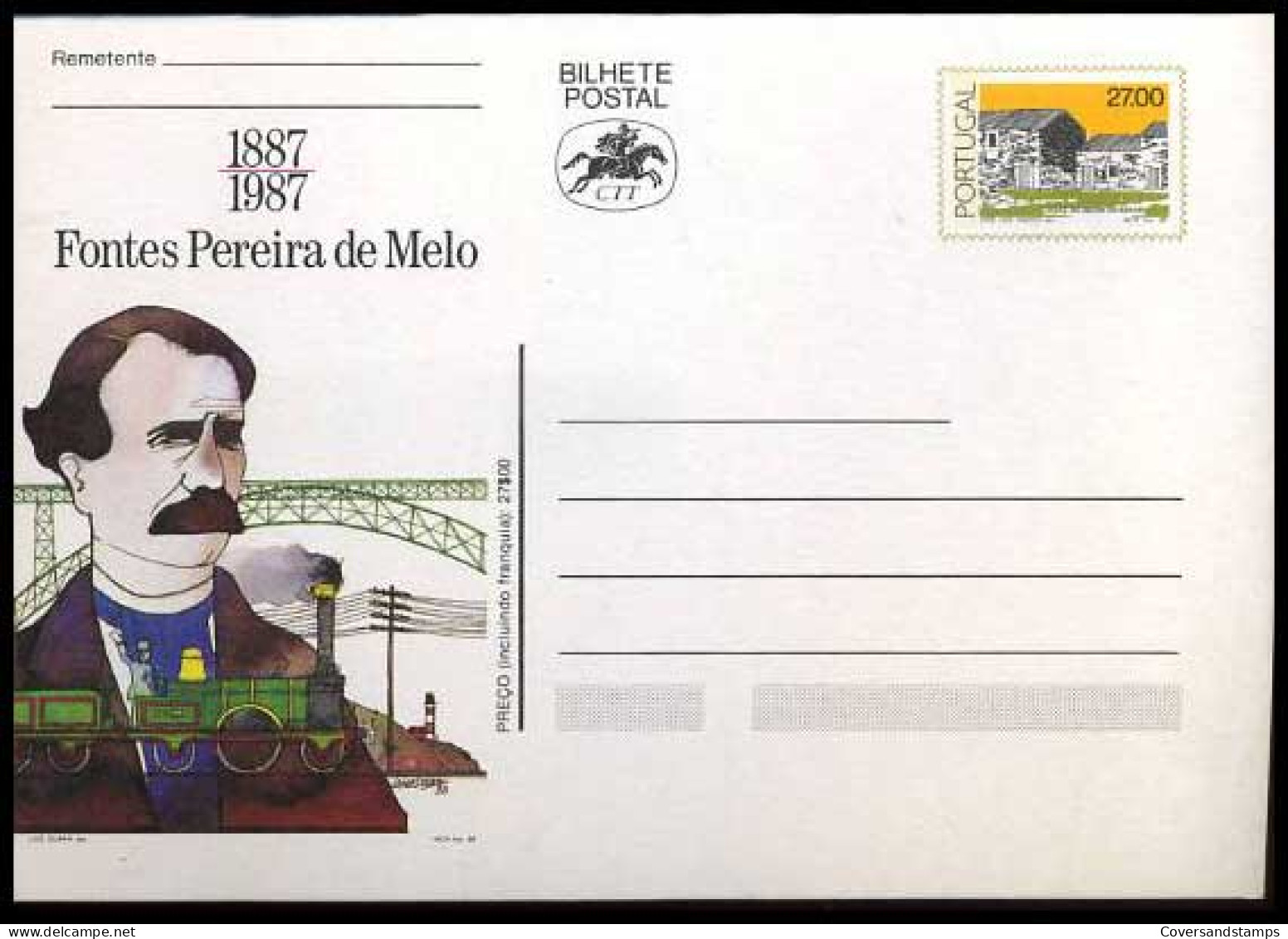 Portugal - Postkaart - Fontes Pereira De Melo         - Interi Postali