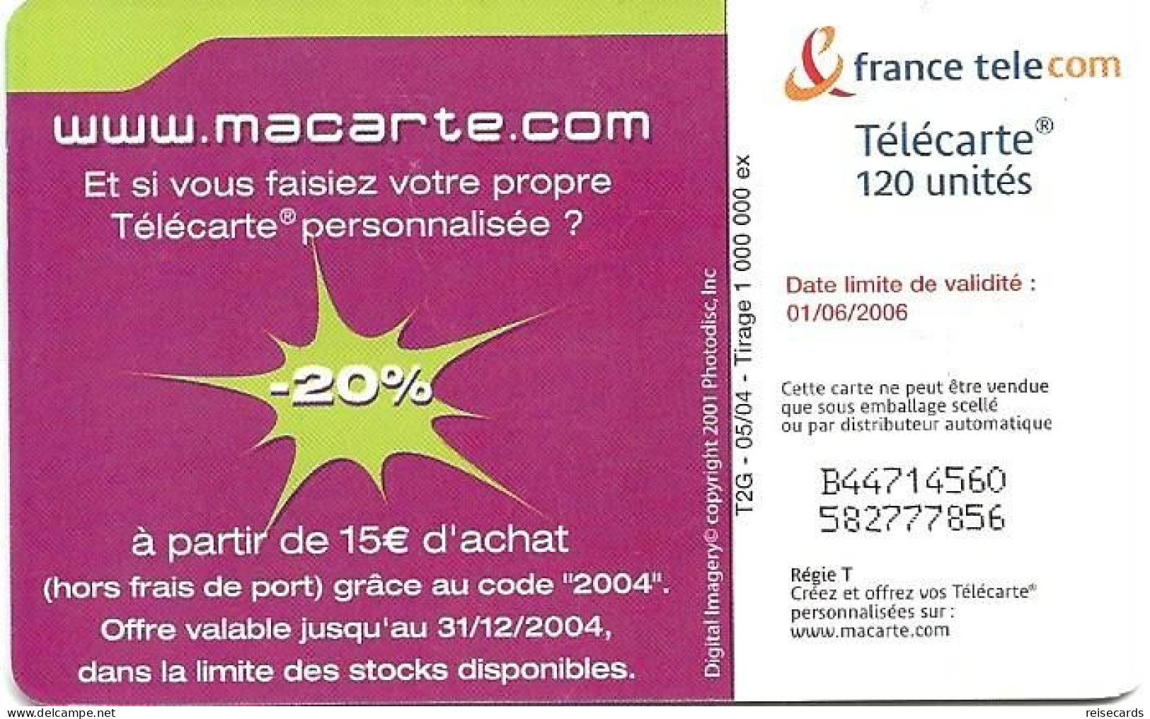 France: France Telecom 05/04 F1321A Macarte.com - 2004