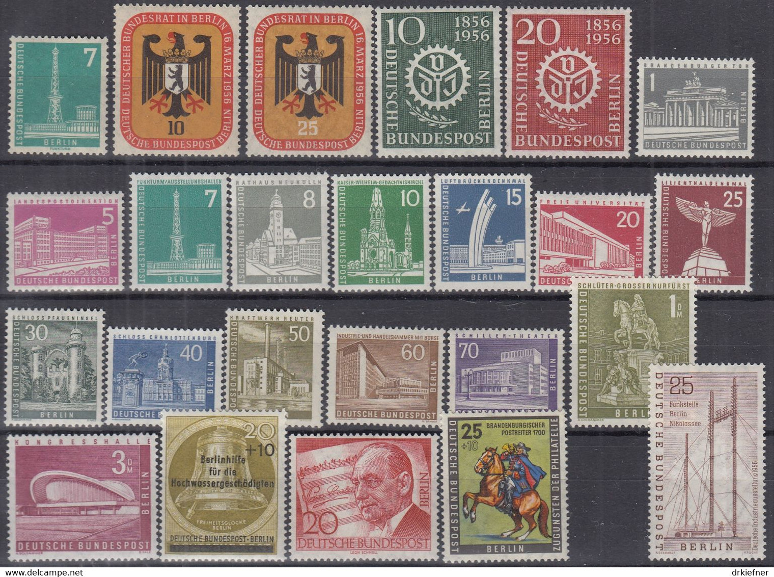 BERLIN  Jahrgang 1956, Postfrisch **, Komplett 135-158 - Ungebraucht