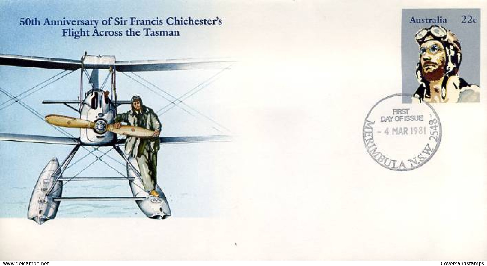 Australië  - FDC - 50th Ann. Of Sir Francis Chichester's Flight Across The Tasman                            - Omslagen Van Eerste Dagen (FDC)