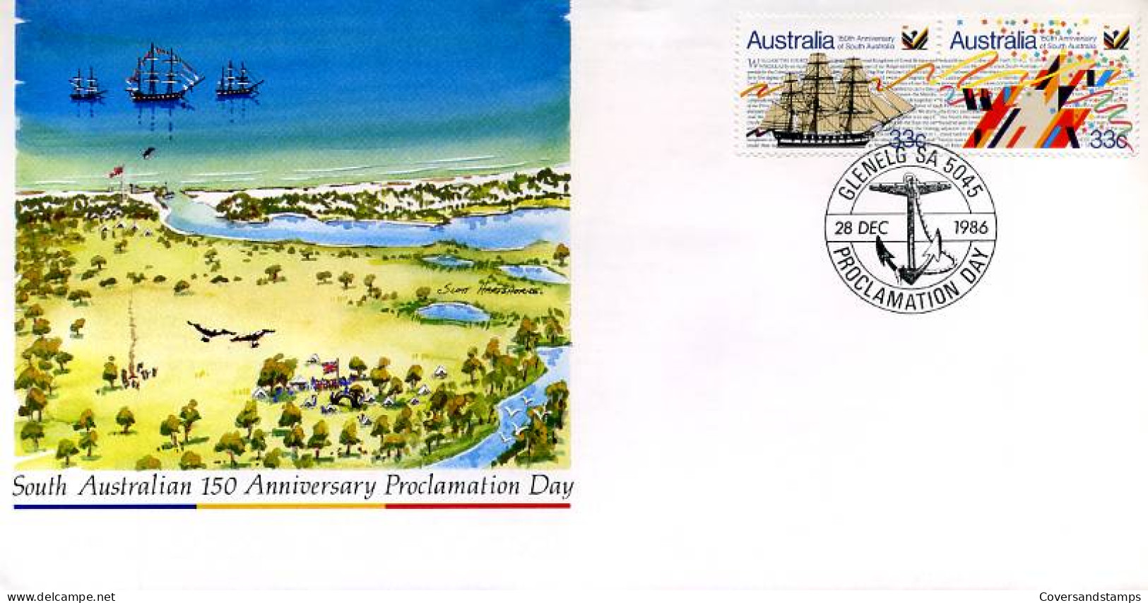 Australië  - FDC - South Australia 150 Anniversary Proclamation Day                            - Ersttagsbelege (FDC)