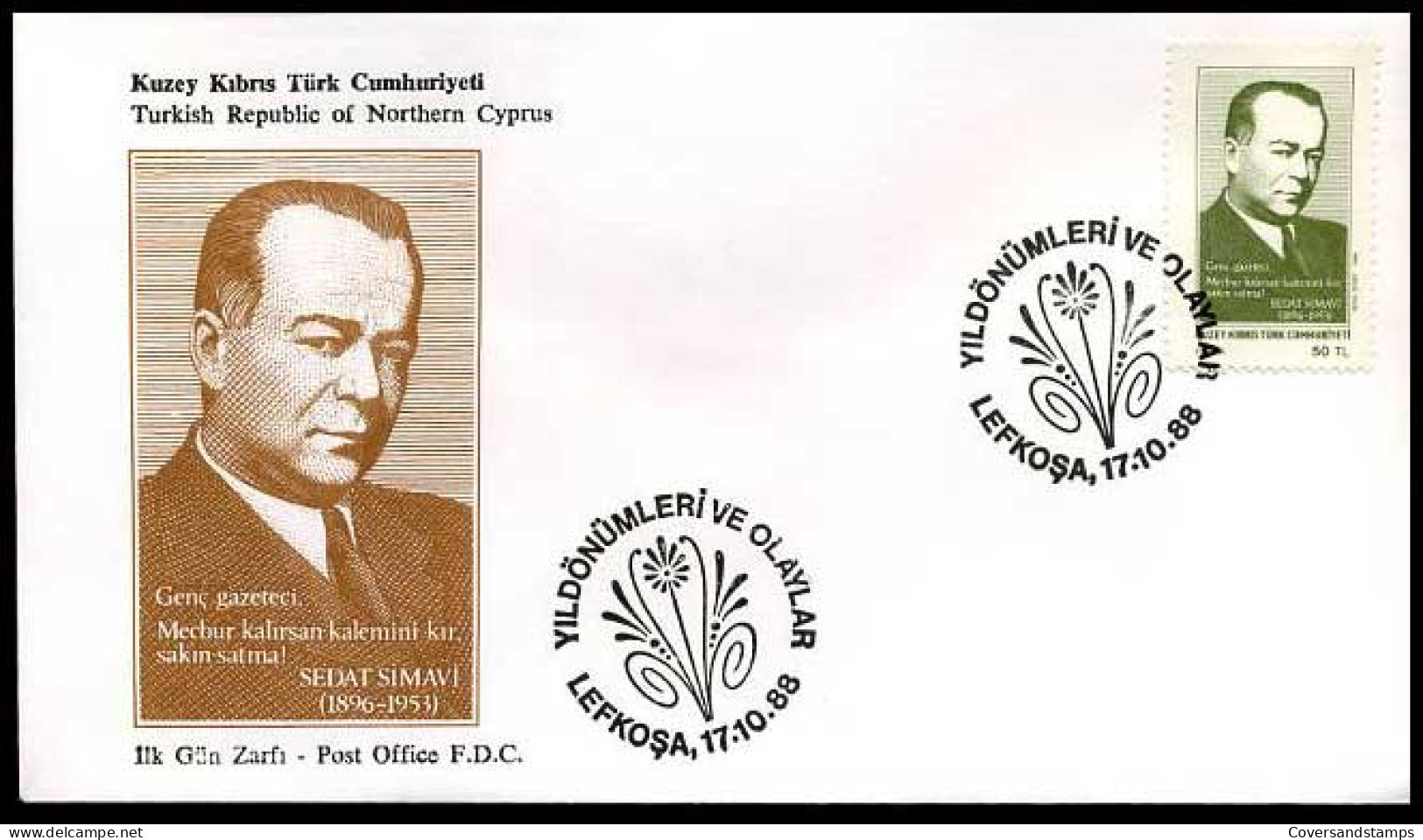 Cyprus - FDC -   Sedat Simavi                            - Lettres & Documents