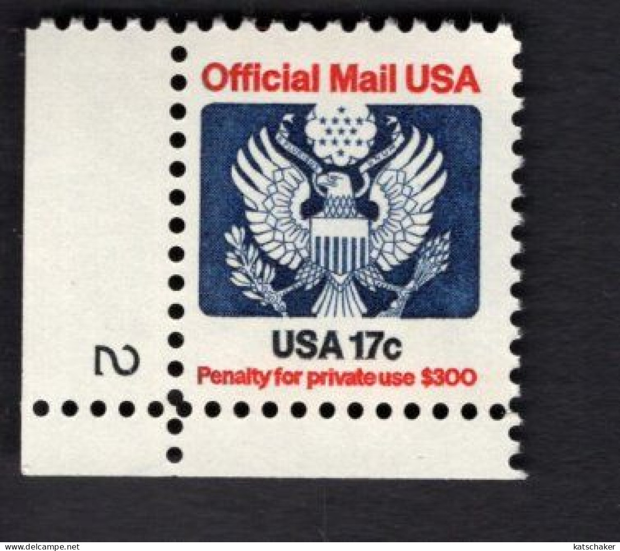 2008954892 1983 SCOTT O130 (XX)  POSTFRIS MINT NEVER HINGED - EAGLE AND SHIELD OFFICIAL MAIL - PLATE NUMBER 2 - Oficial