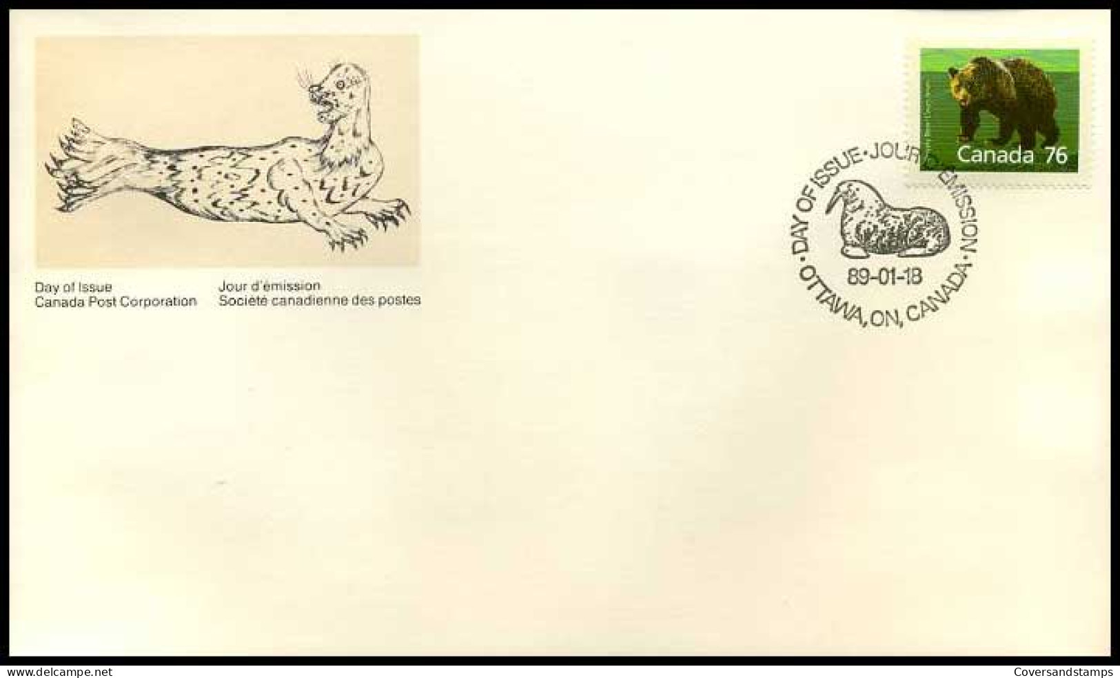 Canada - FDC - Canadian Wildlife  : Grizzly Bear                       - 1981-1990