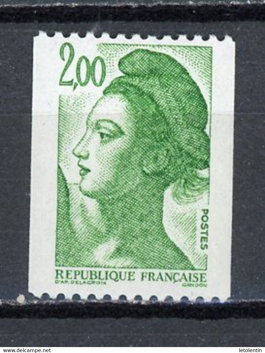 FRANCE -  2F00 Vert LIBERTÉ  -  N° Yvert2487a **  N° Rouge Au Dos - 1982-1990 Liberty Of Gandon