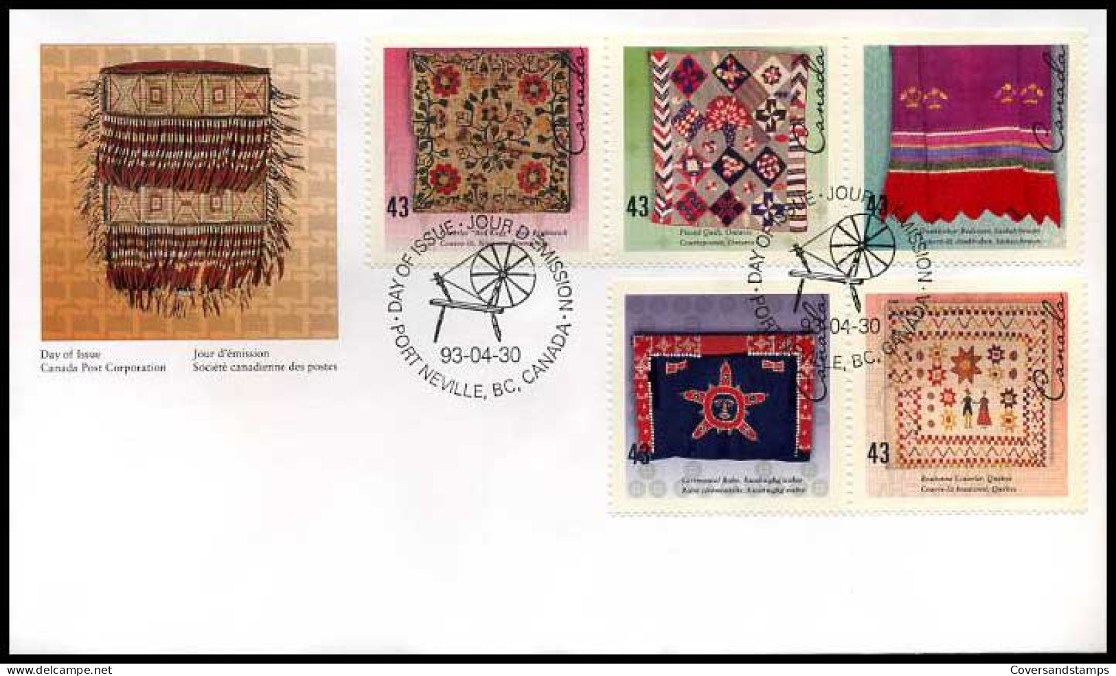 Canada - FDC -  Hand Crafted Textiles                     - 1991-2000