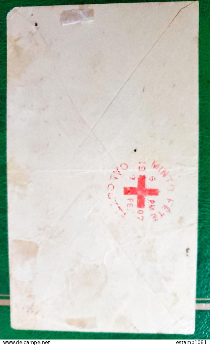 INDIA RED CROSS 1907 1/2a Local COVER Use With Special ' MINTO FETE/CALCUTTA' Cancel In Red  BRITISH INDIA Inde Indien - 1902-11 Koning Edward VII