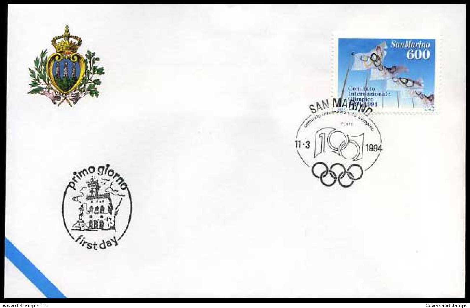 San Marino - FDC - Comitato Internazionale Olimpico 1894-1994                       - FDC