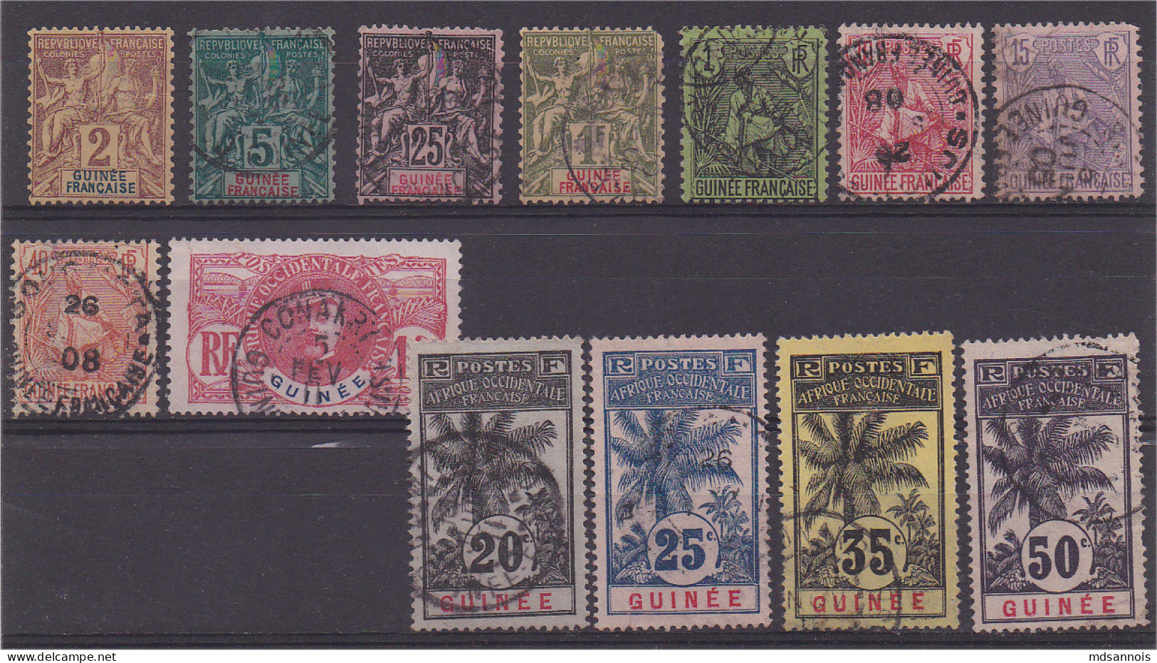 Guinée Lot De 13 Timbres De 1892 à 1907 Dont N° 8, 13, 27 Et 43 - Usati