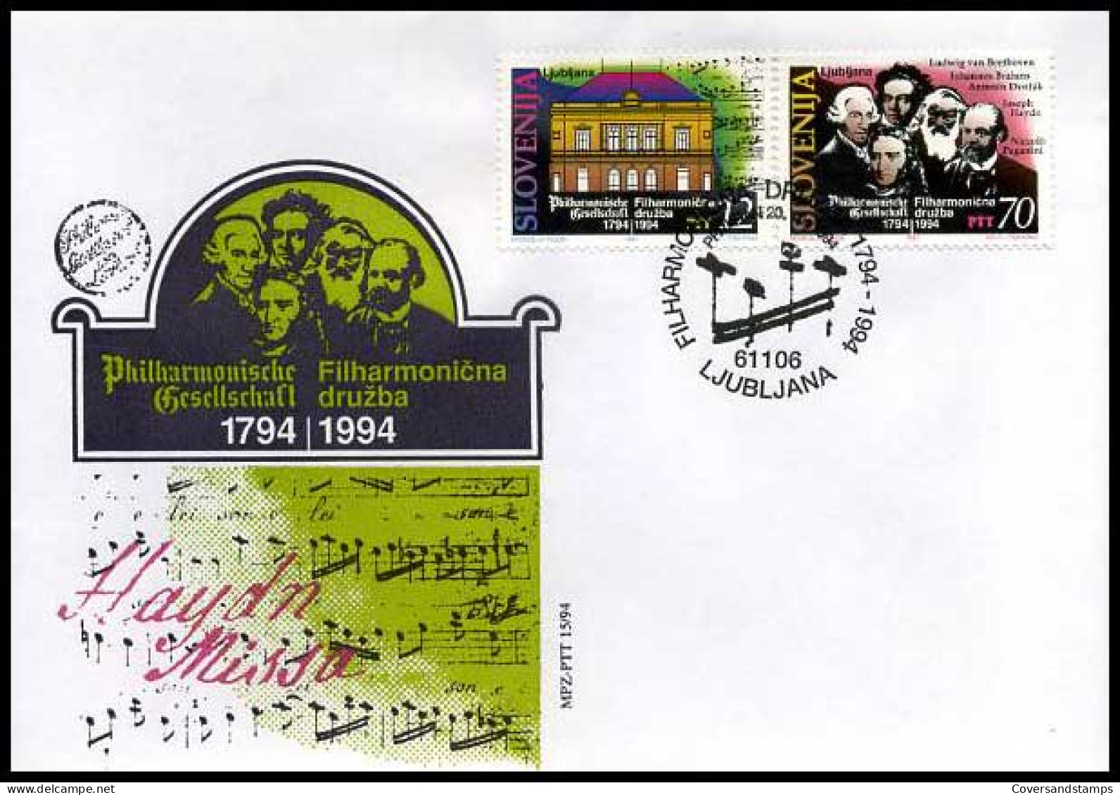 Slowakije -  FDC - Philharmonisch Gezelschap                                         - FDC