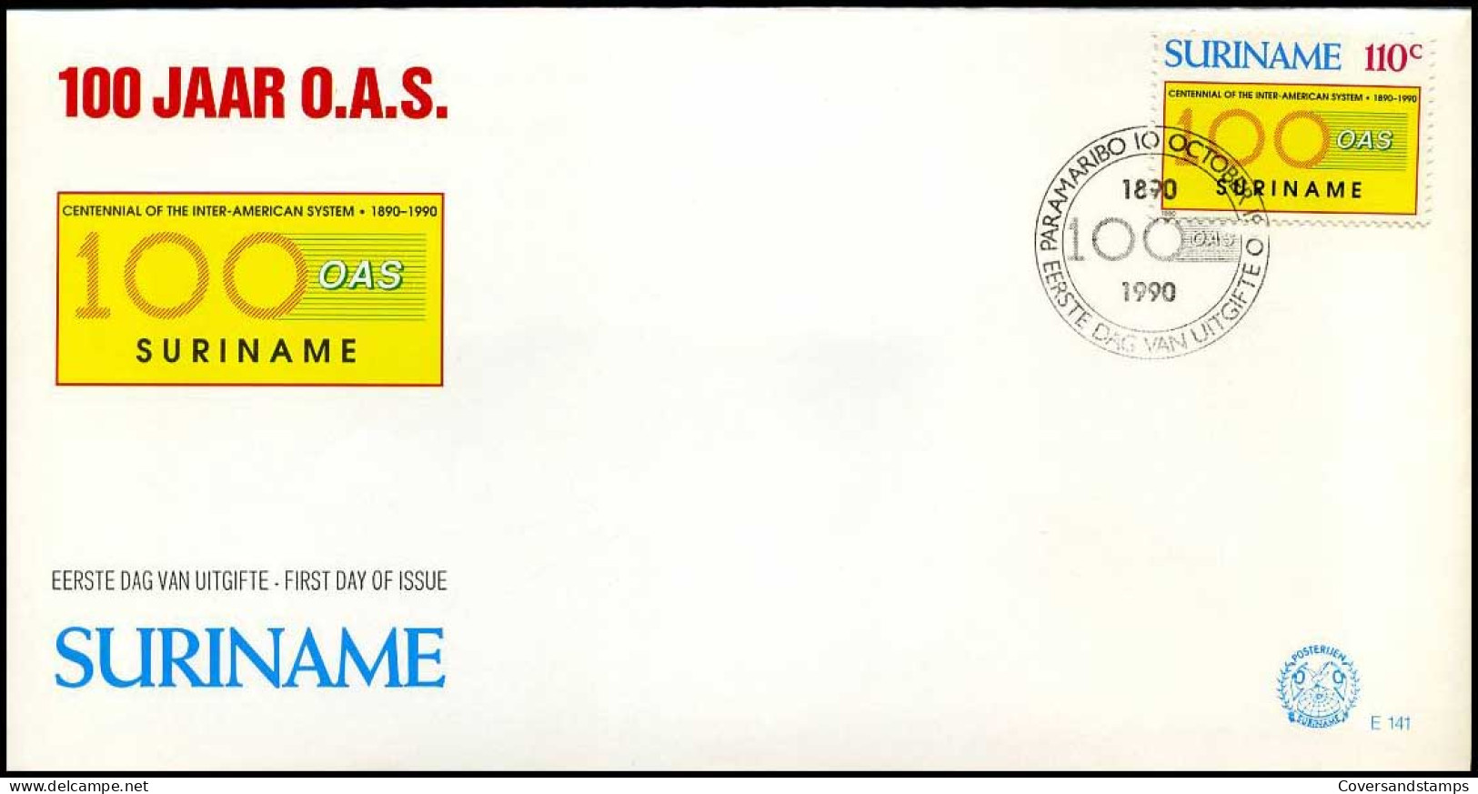 Suriname - FDC - Centennial Of Inter-American System                       - Suriname