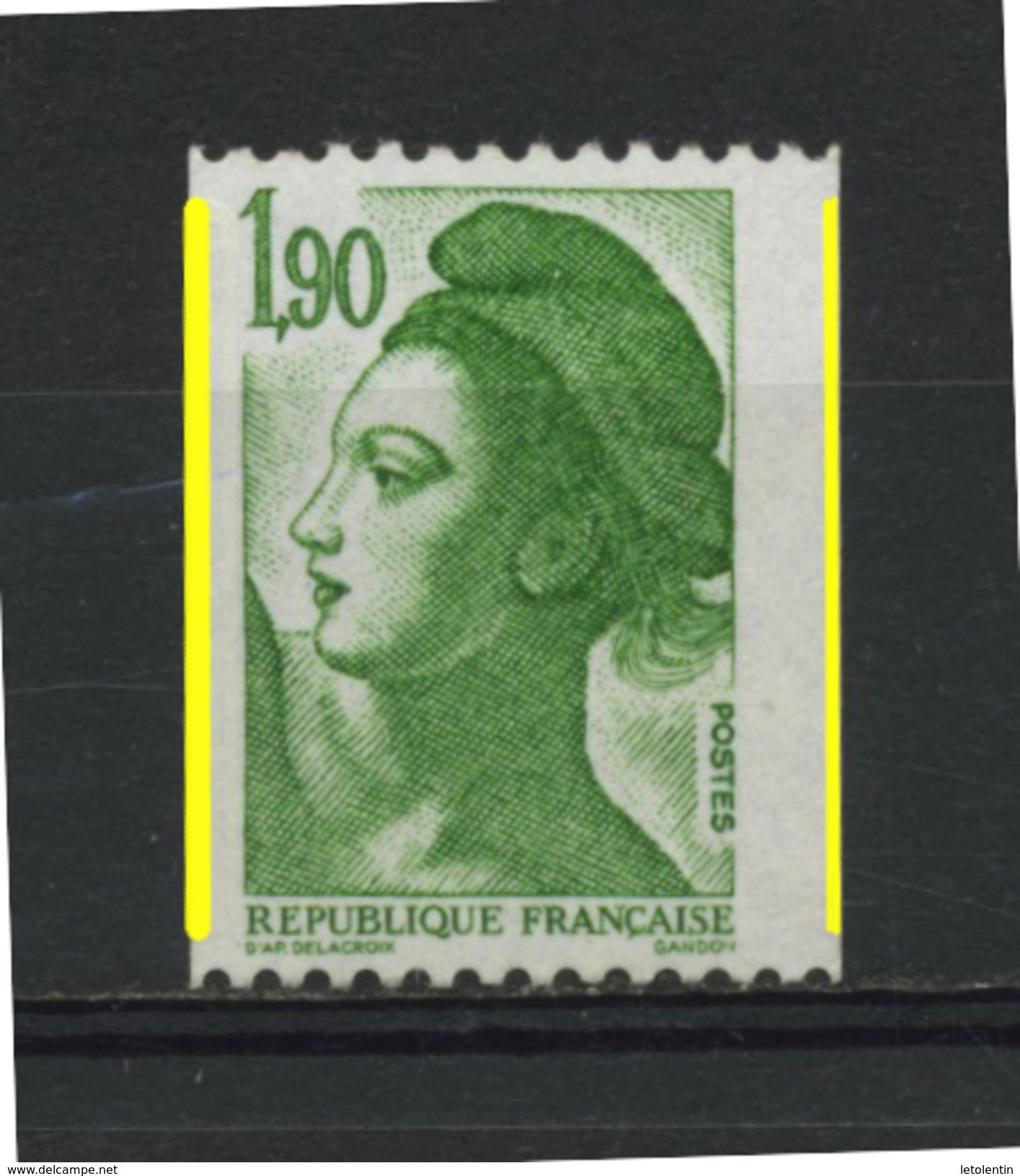 FRANCE -  1F90 Vert LIBERTÉ  -  N° Yvert 2426d** "2 PHO" - 1982-1990 Liberté De Gandon