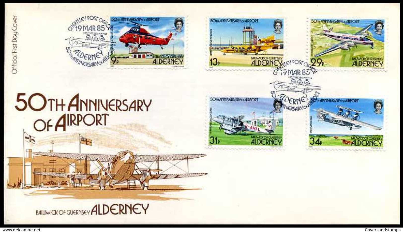 Alderney - FDC -  50th Anniversary Of Airport                                    - Alderney