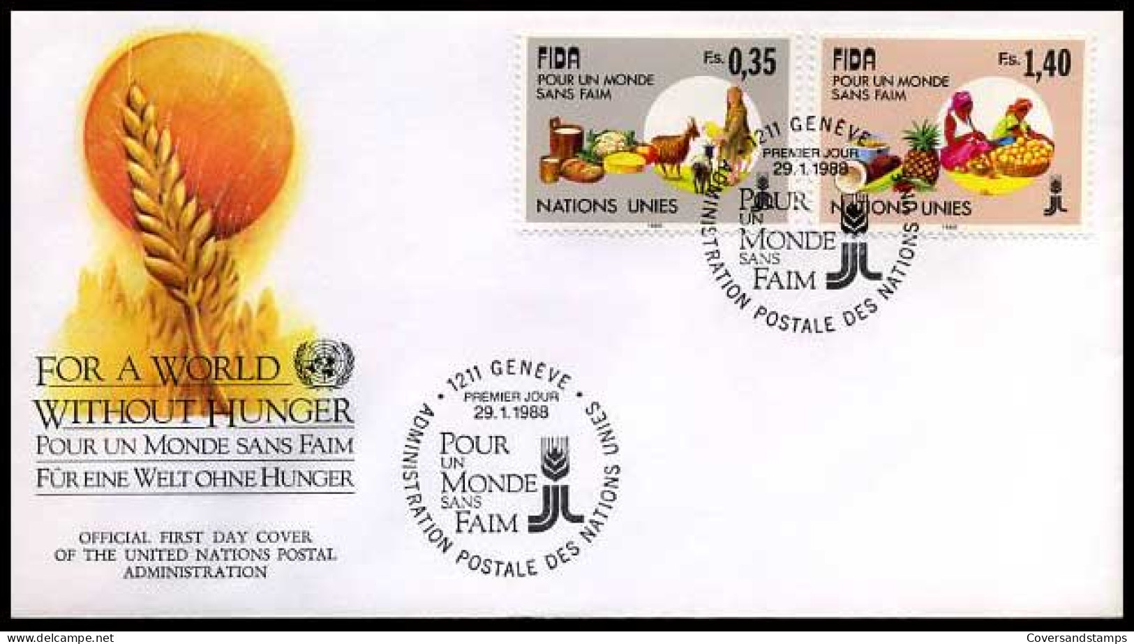 Verenigde Naties - FDC - For A World Without Hunger                           - Andere & Zonder Classificatie