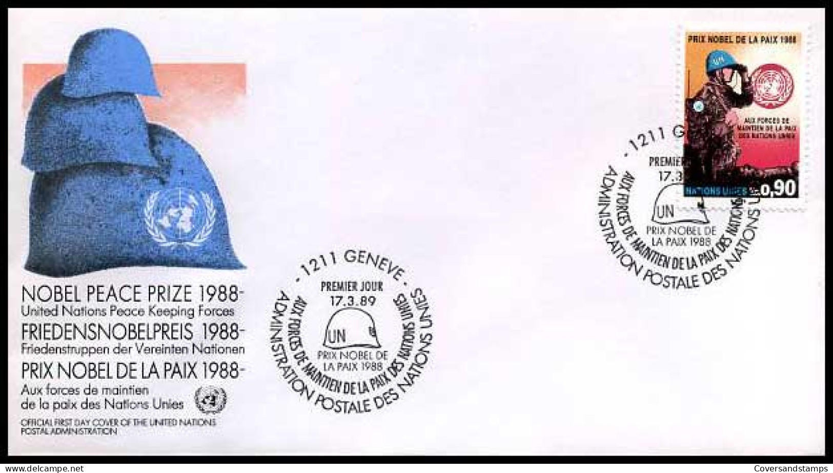Verenigde Naties - FDC - Nobel Peace Prize 1988                           - Other & Unclassified