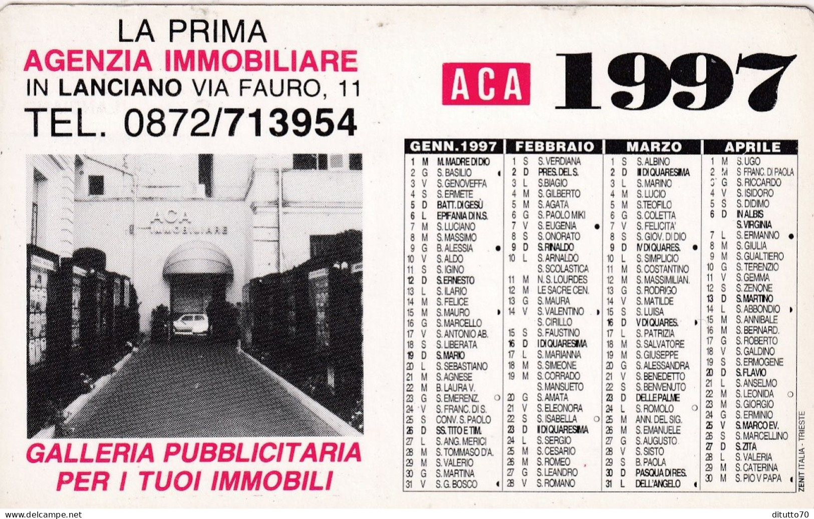 Calendarietto - ACA - Agenzia Immobiliare -lanciano - Chieti - Anno 1997 - Petit Format : 1991-00