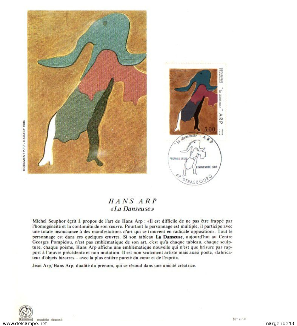 NOTICE FDC 1986 PEINTURE DE HANS ARP - 1980-1989