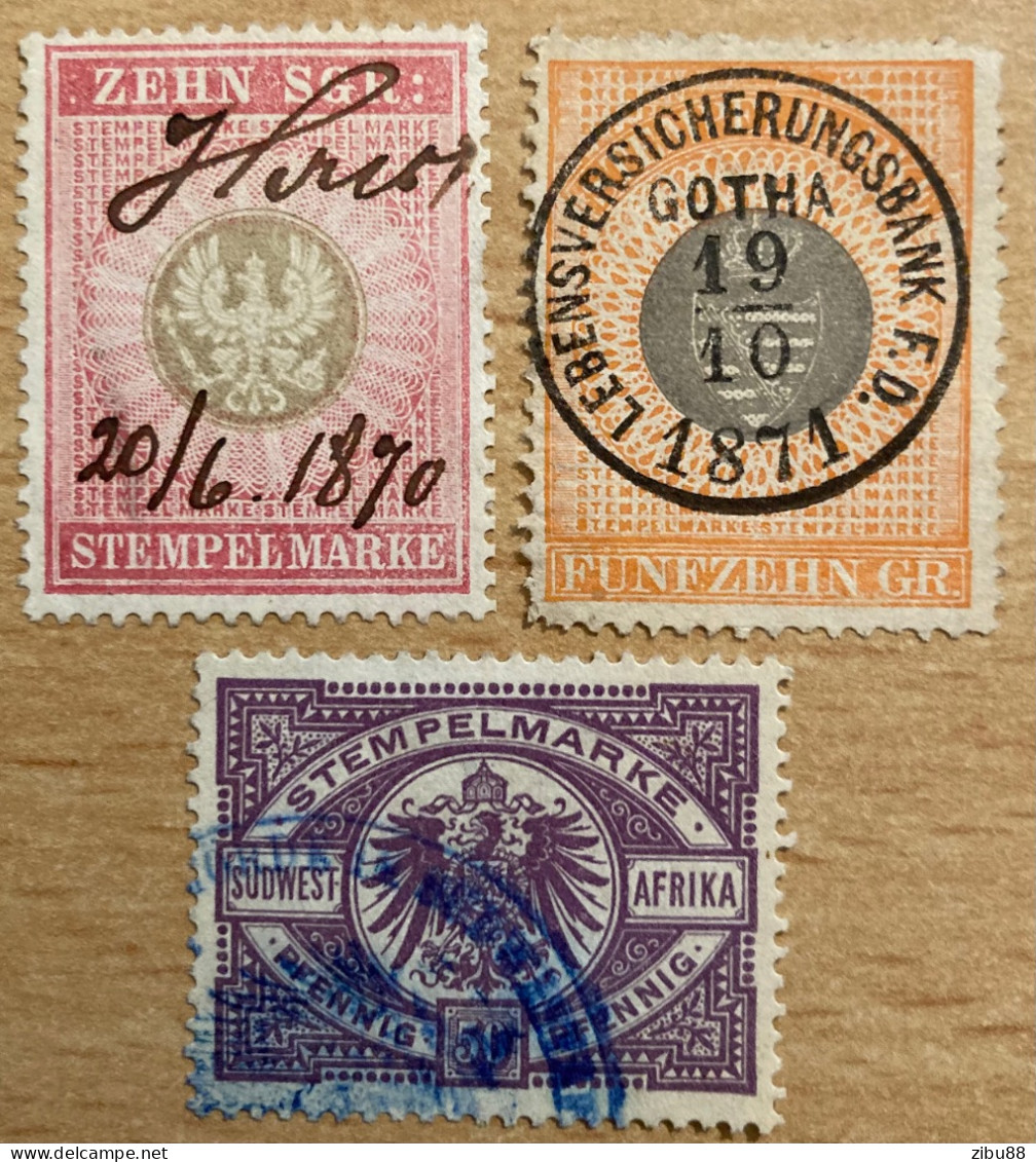 Stempelmarken / Fiskalmarken / Steuermarken Deutschland (u.a. Südwest Afrika) - Revenue Stamps Germany - Sonstige & Ohne Zuordnung