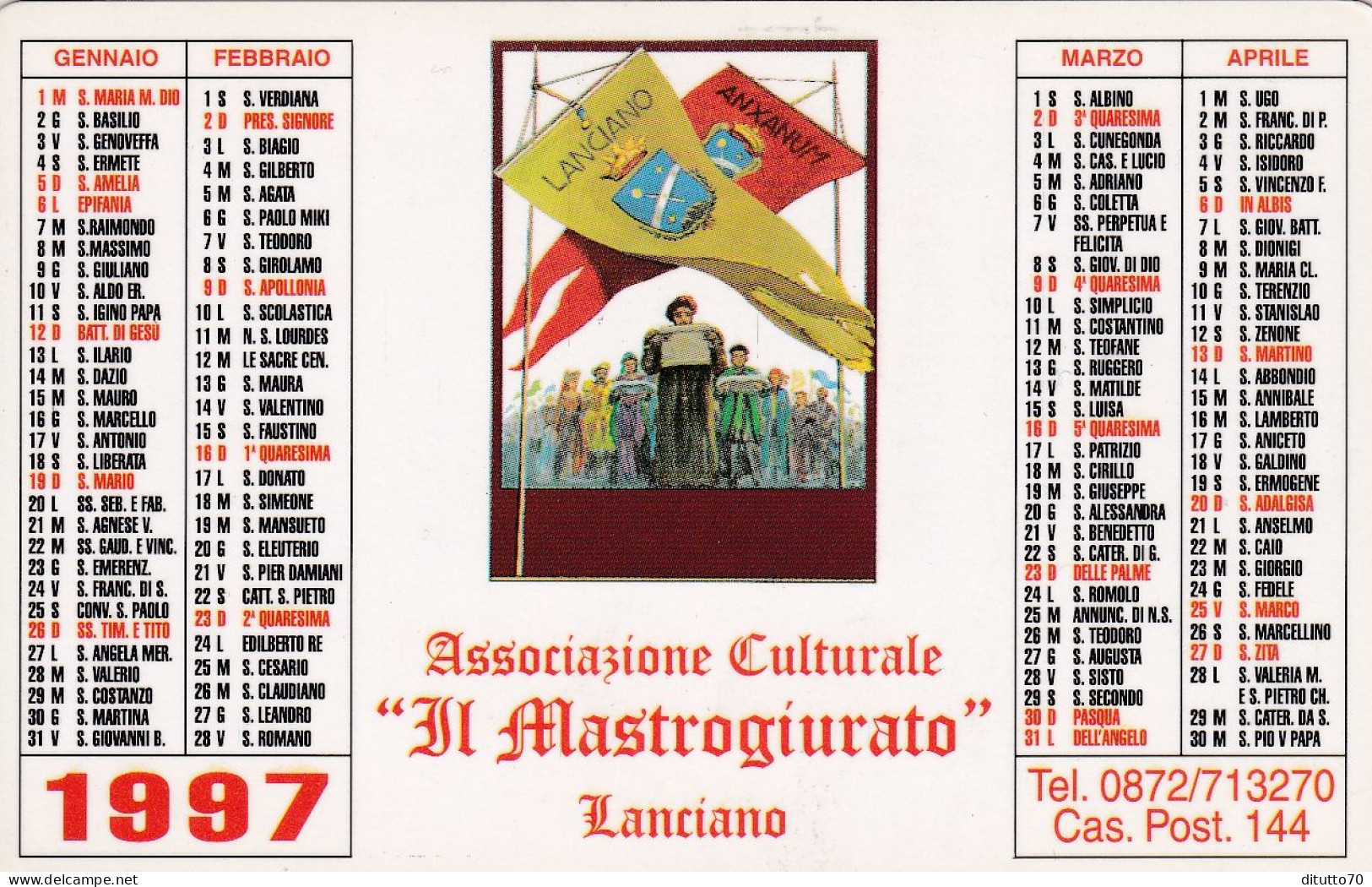 Calendarietto - Associazione Culturale - Il Mastrogiurato - Lanciano - Anno 1997 - Small : 1991-00