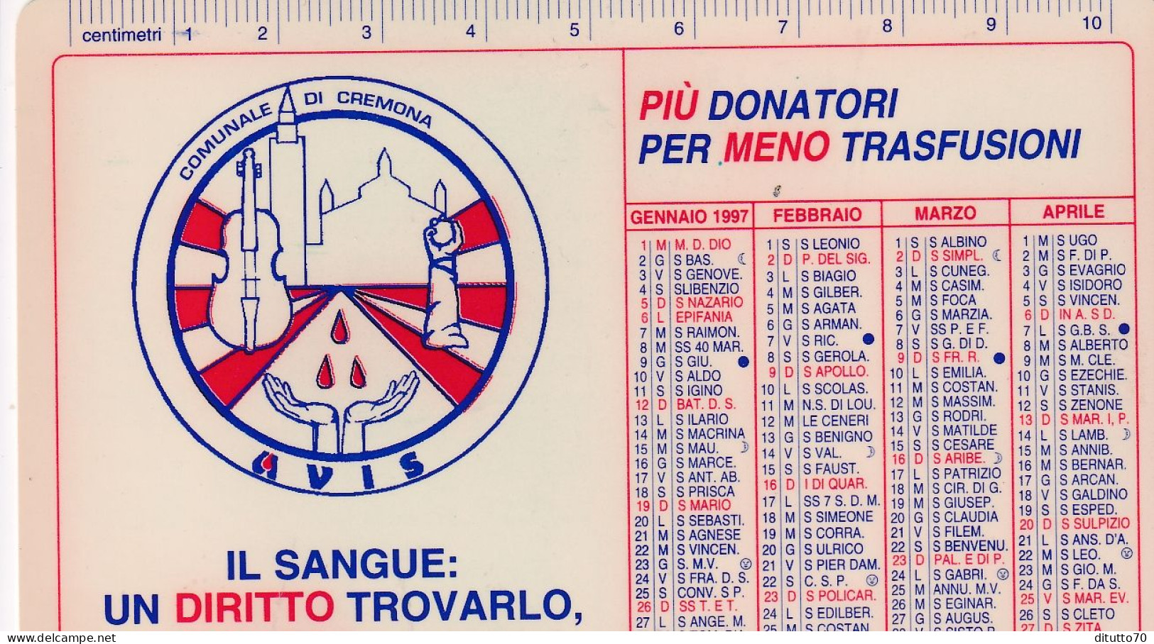 Calendarietto - AVIS - Comunale Di Verona - Anno 1997 - Petit Format : 1991-00