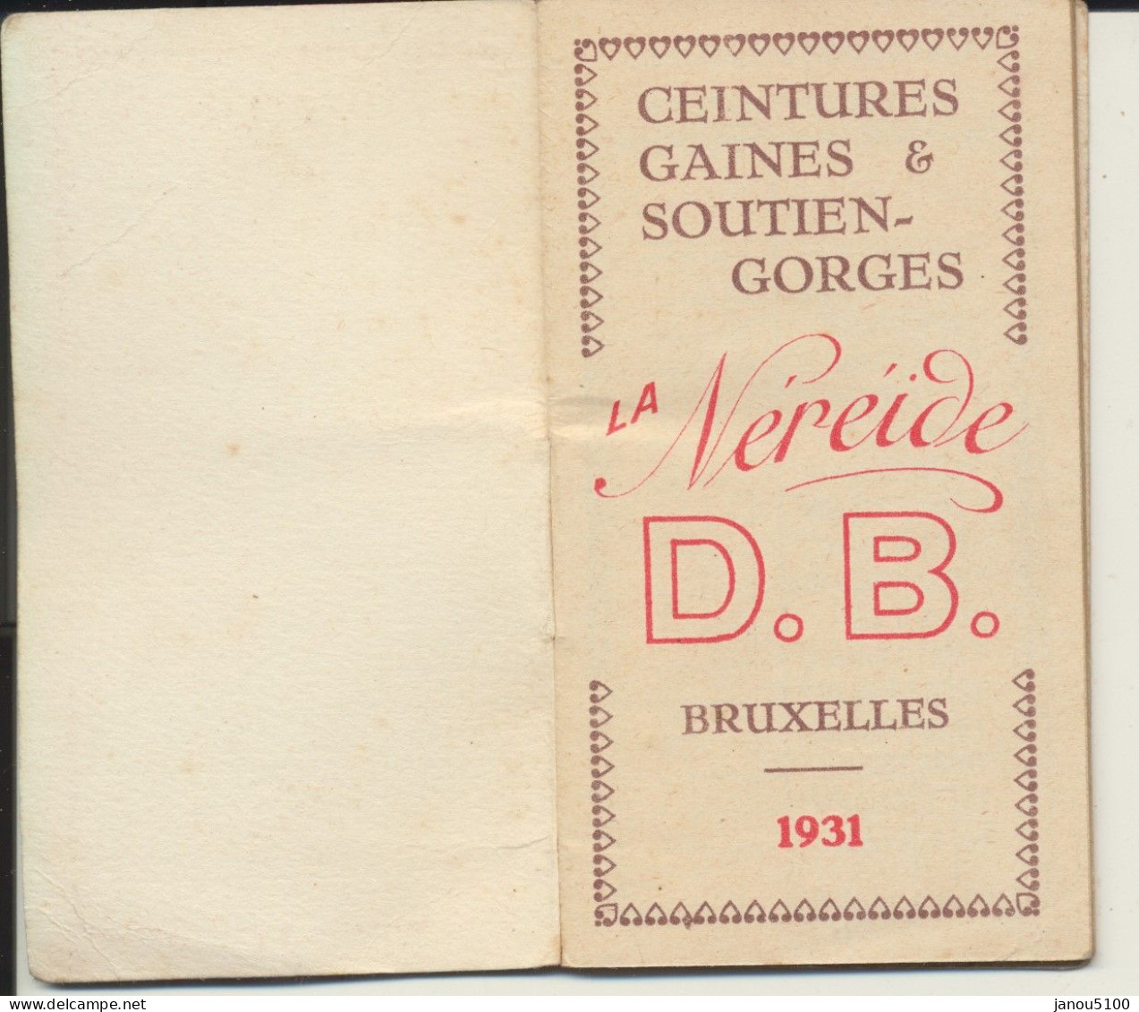 VIEUX PAPIERS   CALENDRIER   POUR SOUS-VËTEMENTS FEMININS  " D.B. "      1931. - Tamaño Pequeño : 1921-40