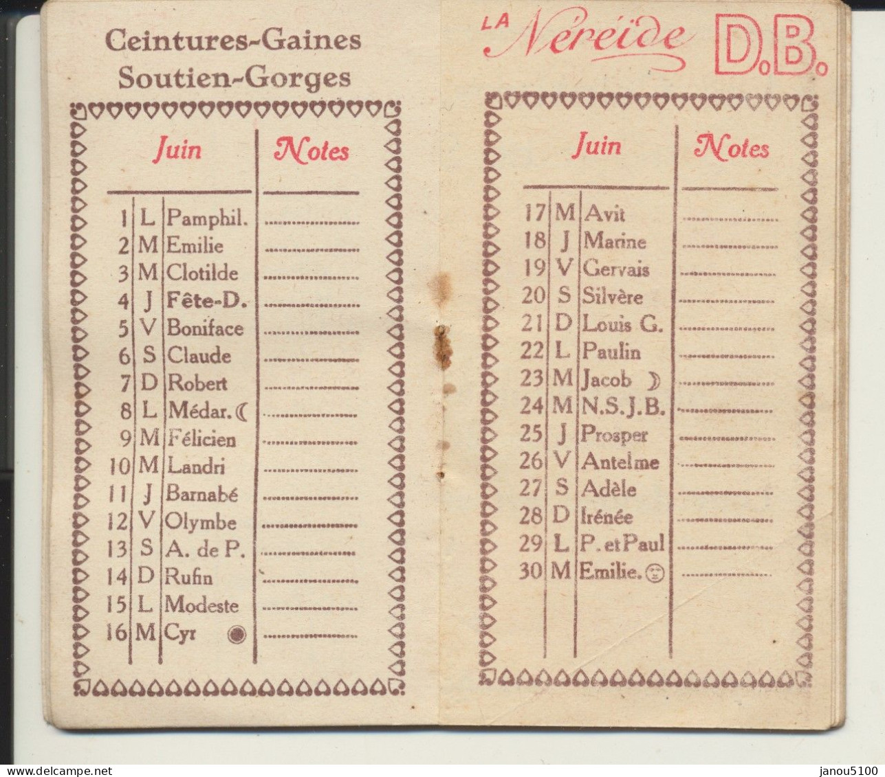 VIEUX PAPIERS   CALENDRIER   POUR SOUS-VËTEMENTS FEMININS  " D.B. "      1931. - Tamaño Pequeño : 1921-40