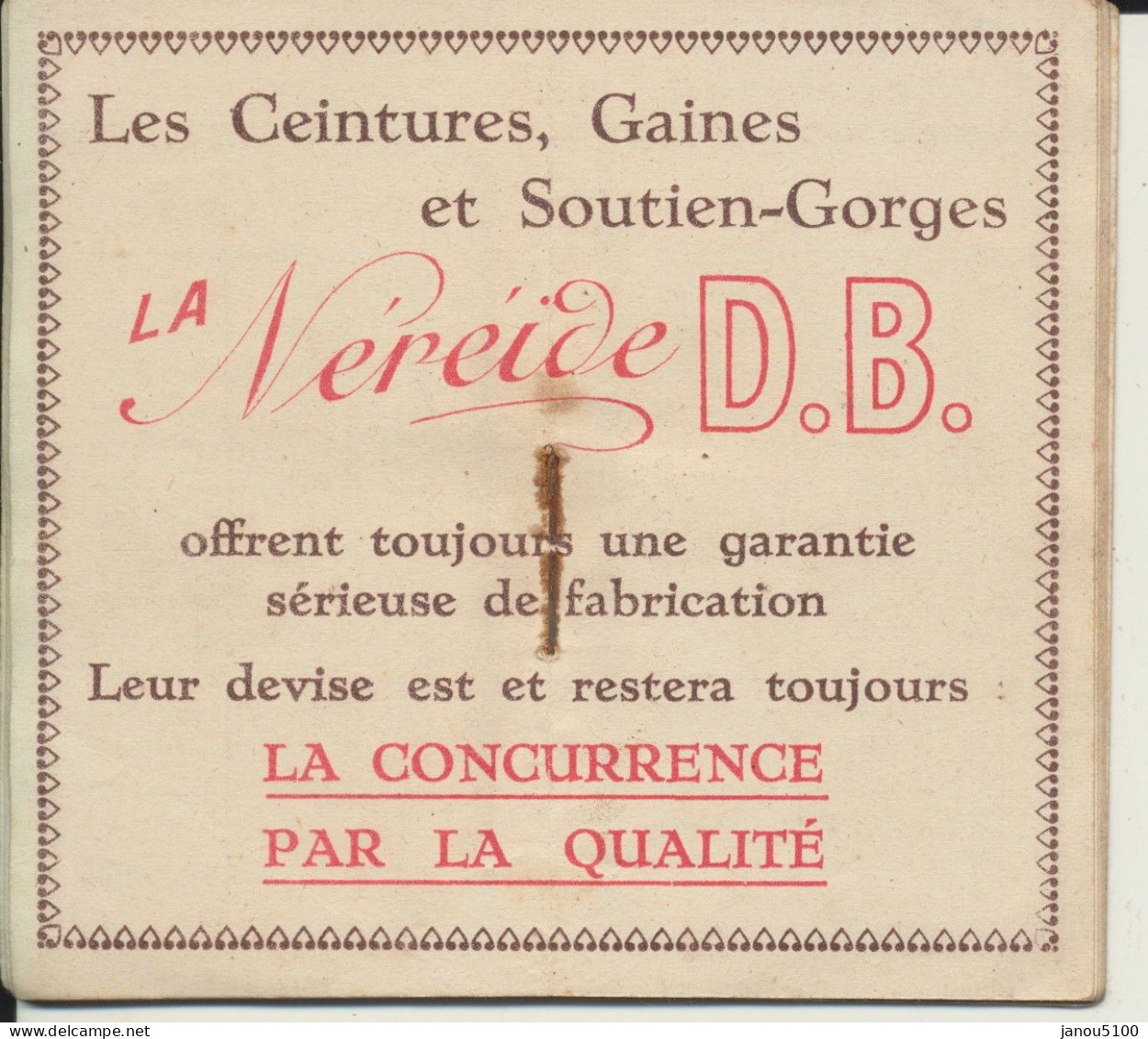 VIEUX PAPIERS   CALENDRIER   POUR SOUS-VËTEMENTS FEMININS  " D.B. "      1931. - Petit Format : 1921-40