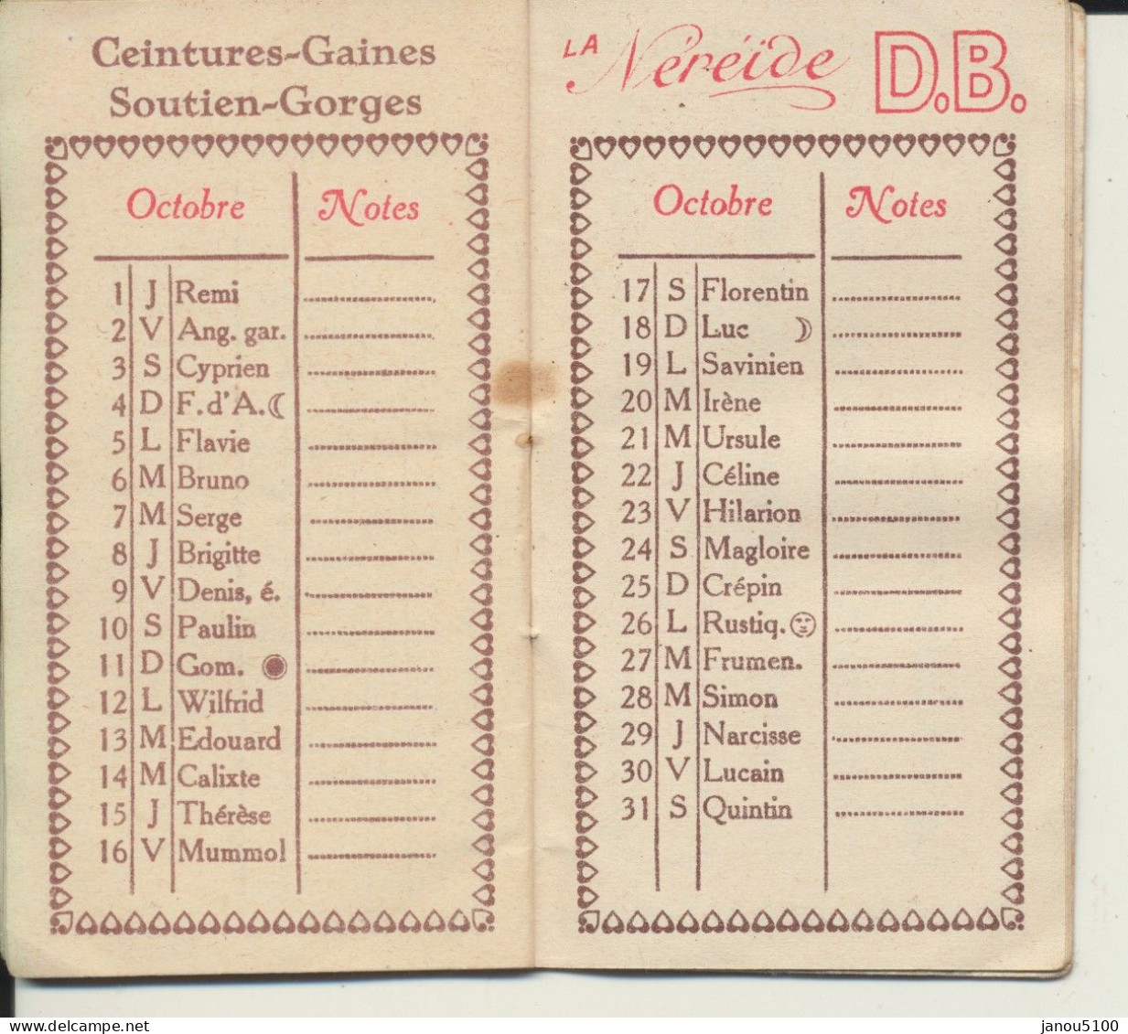 VIEUX PAPIERS   CALENDRIER   POUR SOUS-VËTEMENTS FEMININS  " D.B. "      1931. - Petit Format : 1921-40