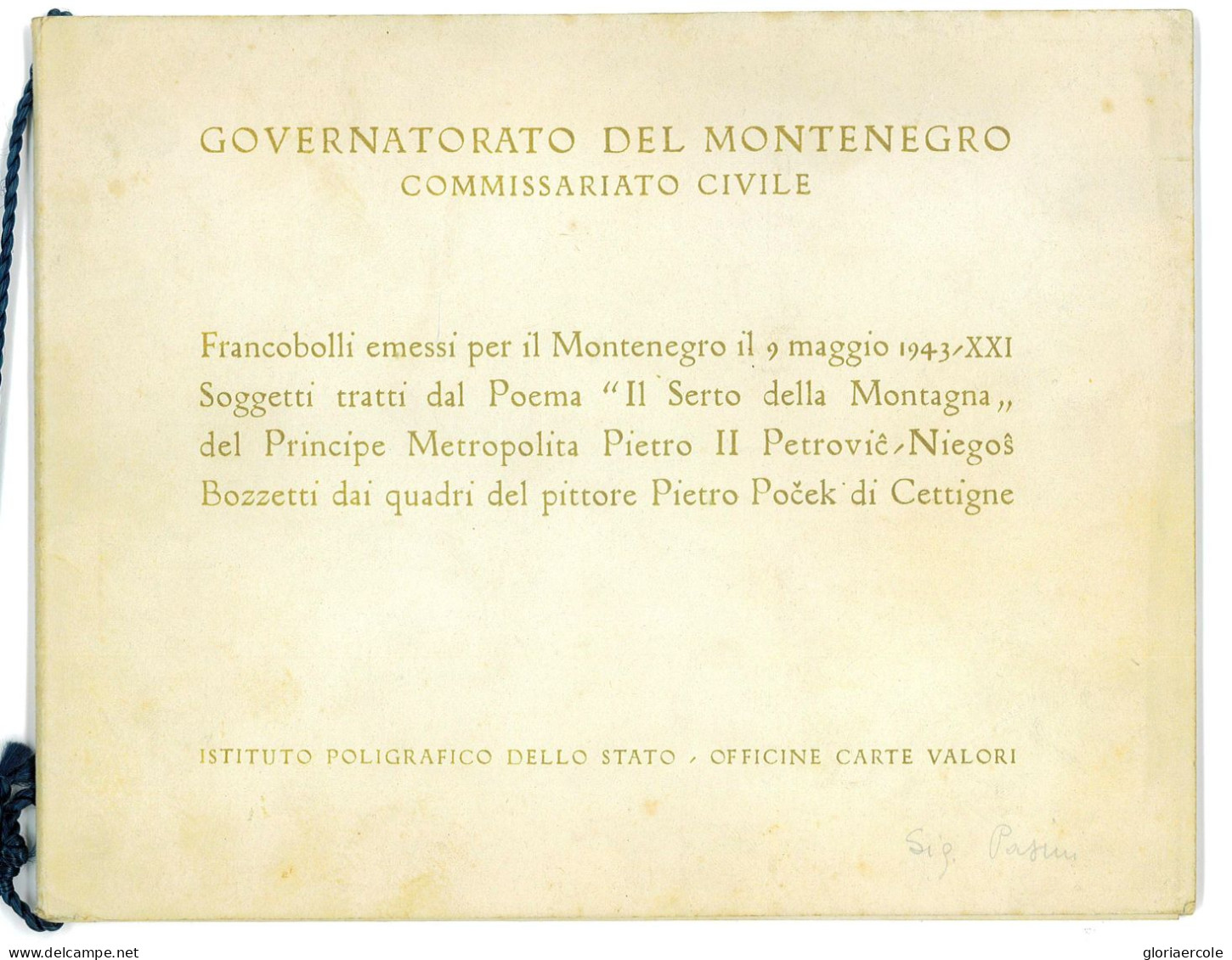 P3020 - MONTENEGRO OCCUPAZIONE ITALIANA, SASSONE 60/69 INTEGRI, IN FOLDER UFFICIALE ISTITUTO POLIGRAFICO DELLO STATO. - Montenegro