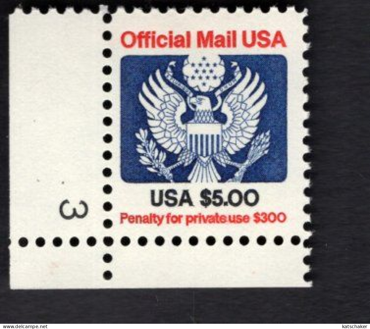 2008964903 1983 (XX) SCOTT O133 POSTFRIS MINT NEVER HINGED  Eagle And Shield Bird Vogel OFFICIAL MAIL PLATE 3 - Servizio