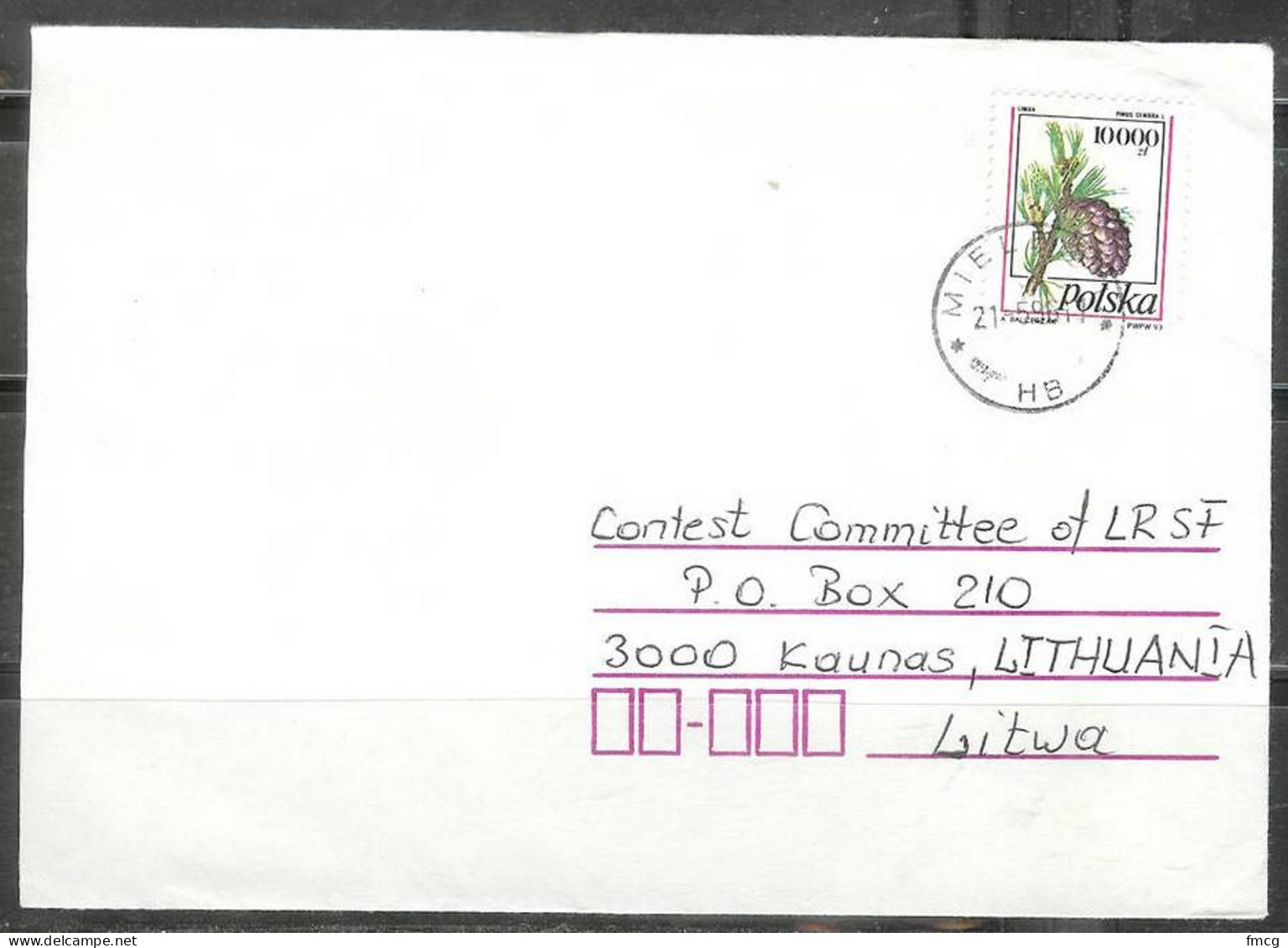 1996 Cover With 10000 Pine Cone To Lithuania - Covers & Documents