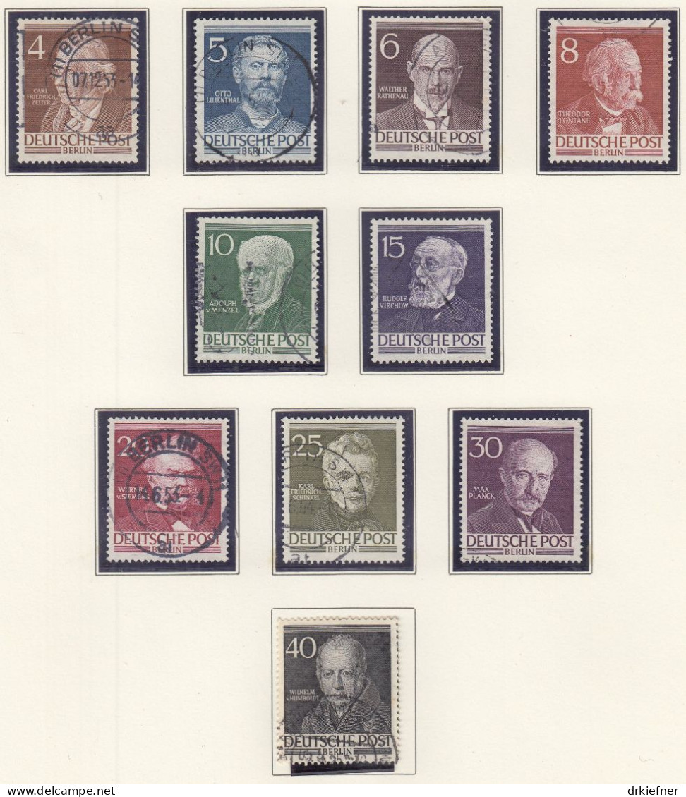 BERLIN  91-100, Gestempelt, Männer Aus Der Geschichte Berlins, 1952 - Used Stamps