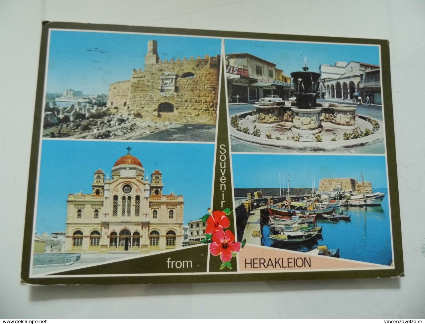 Cartolina Viaggiata "SOUVENIR FRON HERAKLEION" Vedutine 1987 - Grecia