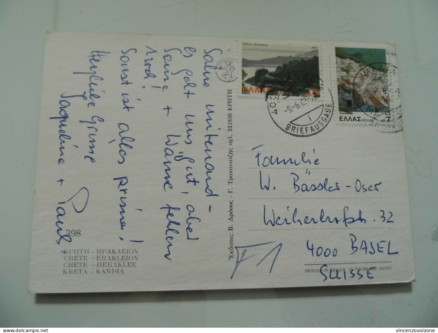 Cartolina Viaggiata "SOUVENIR FRON HERAKLEION" Vedutine 1987 - Grecia