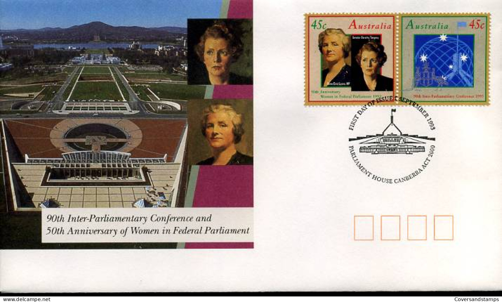 Australië  - FDC -  50th Anniversary Of Women In Federal Parliament                                    - Ersttagsbelege (FDC)