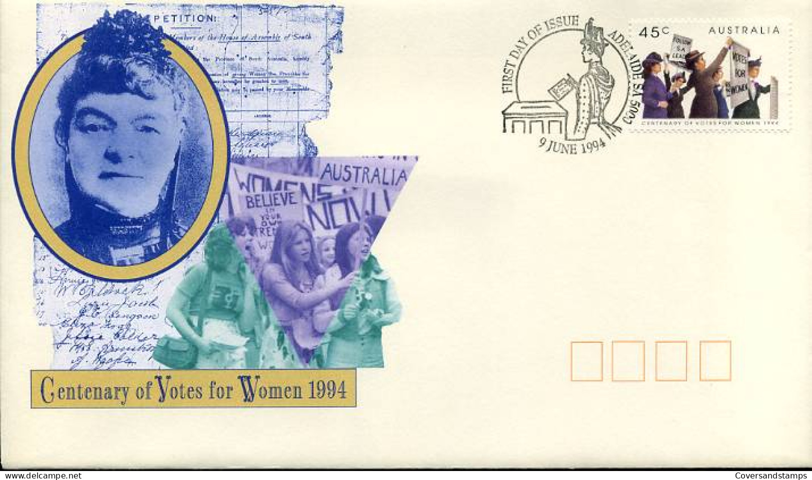 Australië  - FDC -  Centenary Of Votes For Women 1994                                   - Ersttagsbelege (FDC)